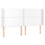 Cabecero con orejas de cuero sintético blanco 163x16x118/128 cm