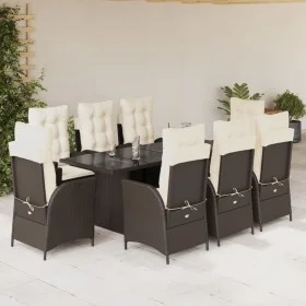 Set comedor para jardín 9 pzas y cojines ratán sintético marrón by vidaXL, Garden sets - Ref: Foro24-3213120, Price: 1,00 €, ...