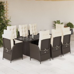 Set comedor para jardín 9 pzas y cojines ratán sintético marrón by vidaXL, Garden sets - Ref: Foro24-3213120, Price: 1,00 €, ...
