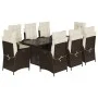 Set comedor para jardín 9 pzas y cojines ratán sintético marrón by vidaXL, Garden sets - Ref: Foro24-3213120, Price: 1,00 €, ...