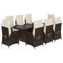 Set comedor para jardín 9 pzas y cojines ratán sintético marrón by vidaXL, Garden sets - Ref: Foro24-3213120, Price: 1,00 €, ...