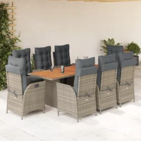 Set comedor jardín 9 pzas y cojines ratán sintético gris by vidaXL, Garden sets - Ref: Foro24-3213143, Price: 1,00 €, Discoun...