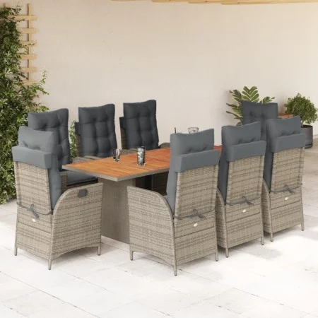 Set comedor jardín 9 pzas y cojines ratán sintético gris by vidaXL, Garden sets - Ref: Foro24-3213143, Price: 1,00 €, Discoun...