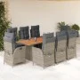 Set comedor jardín 9 pzas y cojines ratán sintético gris by vidaXL, Garden sets - Ref: Foro24-3213143, Price: 1,00 €, Discoun...
