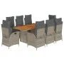 Garten-Essgruppe, 9-teilig, mit grauen Polstern aus synthetischem Rattan. von vidaXL, Gartensets - Ref: Foro24-3213143, Preis...