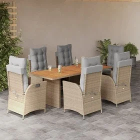 Set comedor de jardín 7 pzas con cojines ratán sintético beige by vidaXL, Garden sets - Ref: Foro24-3213148, Price: 977,83 €,...