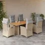 Set comedor de jardín 7 pzas con cojines ratán sintético beige by vidaXL, Garden sets - Ref: Foro24-3213148, Price: 975,05 €,...