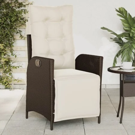 Gartenliege mit braunem PE-Rattan-Fußhocker von vidaXL, Gartenstühle - Ref: Foro24-365282, Preis: 142,20 €, Rabatt: %