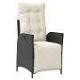 Sillón reclinable de jardín con reposapiés ratán PE negro de vidaXL, Sillas de jardín - Ref: Foro24-365280, Precio: 138,27 €,...