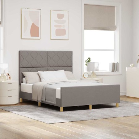 Estructura de cama con cabecera Taupé 140 x 190 cm tela