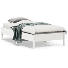 Solid white pine wood bed frame 90x190 cm by vidaXL, Beds and slatted bases - Ref: Foro24-842727, Price: 87,81 €, Discount: %