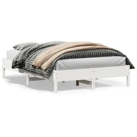 Solid white pine wood bed frame 150x200 cm by vidaXL, Beds and slatted bases - Ref: Foro24-842695, Price: 121,39 €, Discount: %