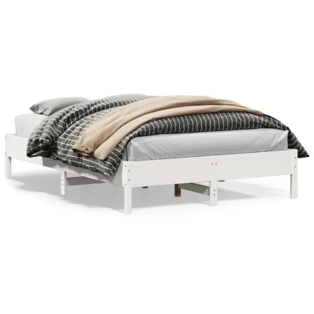 Solid white pine wood bed frame 150x200 cm by vidaXL, Beds and slatted bases - Ref: Foro24-842695, Price: 121,38 €, Discount: %