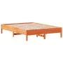 Estructura de cama madera maciza pino marrón cera 150x200 cm de vidaXL, Camas y somieres - Ref: Foro24-842697, Precio: 111,70...