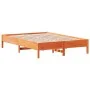 Estructura de cama madera maciza pino marrón cera 150x200 cm de vidaXL, Camas y somieres - Ref: Foro24-842697, Precio: 111,70...