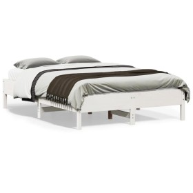 Massives Bettgestell aus weißem Kiefernholz, 135 x 190 cm von vidaXL, Betten und Lattenroste - Ref: Foro24-842719, Preis: 117...