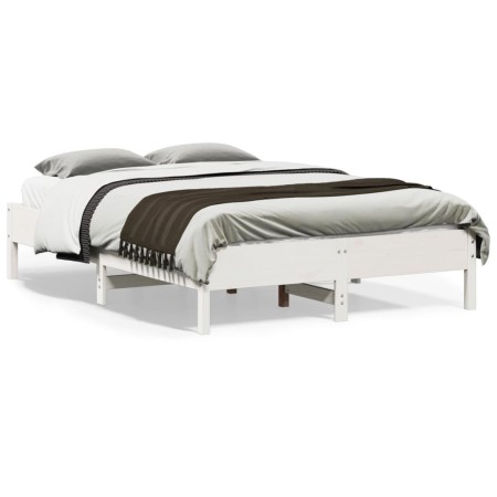 Estructura de cama madera maciza de pino blanco 135x190 cm de vidaXL, Camas y somieres - Ref: Foro24-842719, Precio: 116,99 €...
