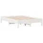 Massives Bettgestell aus weißem Kiefernholz, 135 x 190 cm von vidaXL, Betten und Lattenroste - Ref: Foro24-842719, Preis: 104...