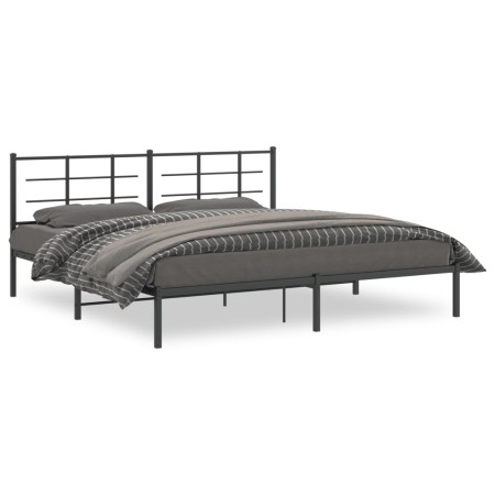 Estructura de cama con cabecero metal negro 193x203 cm de vidaXL, Camas y somieres - Ref: Foro24-355567, Precio: 111,14 €, De...