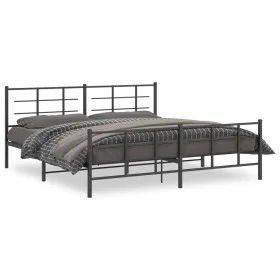 Black metal headboard and footboard bed frame 200x200 cm by vidaXL, Beds and slatted bases - Ref: Foro24-355586, Price: 133,2...