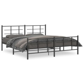 Black metal headboard and footboard bed frame 183x213 cm by vidaXL, Beds and slatted bases - Ref: Foro24-355584, Price: 121,1...