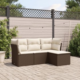 Gartensofagarnitur 4-teilig mit braunen Polstern aus synthetischem Rattan. von vidaXL, Gartensets - Ref: Foro24-3249382, Prei...
