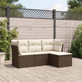 Set de sofás de jardín 4 pzas y cojines ratán sintético marrón by vidaXL, Garden sets - Ref: Foro24-3249382, Price: 263,08 €,...