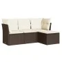 Set de sofás de jardín 4 pzas y cojines ratán sintético marrón by vidaXL, Garden sets - Ref: Foro24-3249382, Price: 263,08 €,...