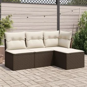 Set de sofás de jardín 4 pzas y cojines ratán sintético marrón by vidaXL, Garden sets - Ref: Foro24-3249342, Price: 245,35 €,...