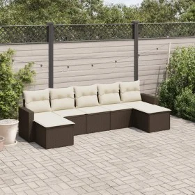 Juego de sofás de jardín 7 piezas con cojines ratán PE marrón by vidaXL, Modular outdoor sofas - Ref: Foro24-3251680, Price: ...