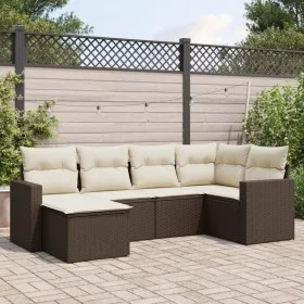 Set sofás de jardín 6 piezas y cojines ratán sintético marrón by vidaXL, Modular outdoor sofas - Ref: Foro24-3251600, Price: ...