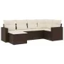 Set sofás de jardín 6 piezas y cojines ratán sintético marrón by vidaXL, Modular outdoor sofas - Ref: Foro24-3251600, Price: ...