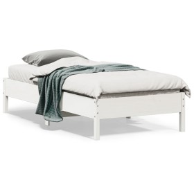 Massives Bettgestell aus weißem Kiefernholz, 75 x 190 cm von vidaXL, Betten und Lattenroste - Ref: Foro24-842731, Preis: 86,4...