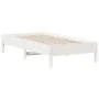 Massives Bettgestell aus weißem Kiefernholz, 75 x 190 cm von vidaXL, Betten und Lattenroste - Ref: Foro24-842731, Preis: 77,0...