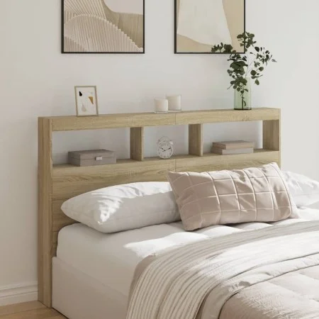 Bettkopfteil mit LED Sonoma-Eiche 160x17x102 cm von vidaXL, Kopf- und Fußteile - Ref: Foro24-839205, Preis: 107,68 €, Rabatt: %