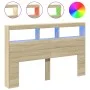 Bettkopfteil mit LED Sonoma-Eiche 160x17x102 cm von vidaXL, Kopf- und Fußteile - Ref: Foro24-839205, Preis: 107,68 €, Rabatt: %