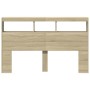 Cabecero de cama con LED roble Sonoma 160x17x102 cm de vidaXL, Cabeceros y pies de cama - Ref: Foro24-839205, Precio: 96,63 €...