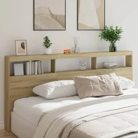 Bettkopfteil mit LED Sonoma-Eiche 220x17x102 cm von vidaXL, Kopf- und Fußteile - Ref: Foro24-839226, Preis: 120,15 €, Rabatt: %