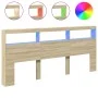 Bettkopfteil mit LED Sonoma-Eiche 220x17x102 cm von vidaXL, Kopf- und Fußteile - Ref: Foro24-839226, Preis: 120,14 €, Rabatt: %