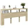 Cabecero de cama con LED roble Sonoma 220x17x102 cm de vidaXL, Cabeceros y pies de cama - Ref: Foro24-839226, Precio: 120,14 ...