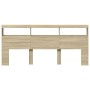 Bettkopfteil mit LED Sonoma-Eiche 220x17x102 cm von vidaXL, Kopf- und Fußteile - Ref: Foro24-839226, Preis: 122,29 €, Rabatt: %