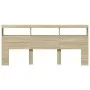 Cabecero de cama con LED roble Sonoma 220x17x102 cm de vidaXL, Cabeceros y pies de cama - Ref: Foro24-839226, Precio: 120,14 ...