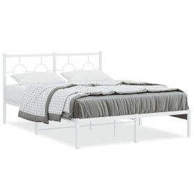 Metallbettgestell mit weißem Kopfteil 135x190 cm von vidaXL, Betten und Lattenroste - Ref: Foro24-376274, Preis: 98,03 €, Rab...
