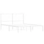 Metal bed frame with white headboard 135x190 cm by vidaXL, Beds and slatted bases - Ref: Foro24-376274, Price: 96,68 €, Disco...
