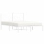 Estructura de cama de metal con cabecero blanca 135x190 cm