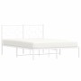 Estructura de cama de metal con cabecero blanca 135x190 cm de vidaXL, Camas y somieres - Ref: Foro24-376274, Precio: 97,94 €