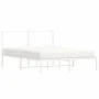 Metal bed frame with white headboard 135x190 cm by vidaXL, Beds and slatted bases - Ref: Foro24-376274, Price: 96,68 €, Disco...