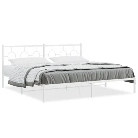 Estructura de cama de metal con cabecero blanco 193x203 cm de vidaXL, Camas y somieres - Ref: Foro24-376281, Precio: 109,66 €...