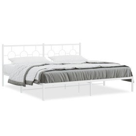 Metal bed frame with white headboard 193x203 cm by vidaXL, Beds and slatted bases - Ref: Foro24-376281, Price: 111,24 €, Disc...