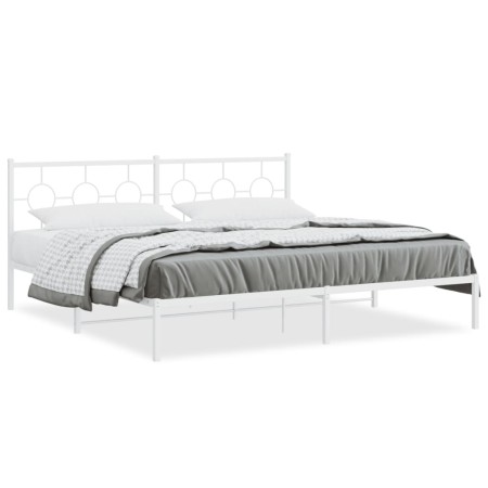 Bettgestell aus Metall mit weißem Kopfteil 193x203 cm von vidaXL, Betten und Lattenroste - Ref: Foro24-376281, Preis: 111,24 ...